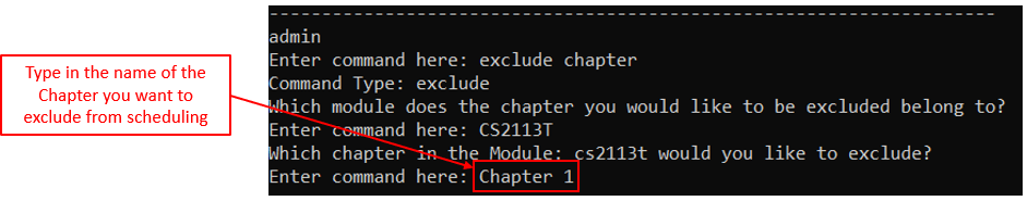 Exclude Command Chapter mode: ChapterName Filled