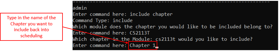 Include Command Chapter mode: ChapterName Command